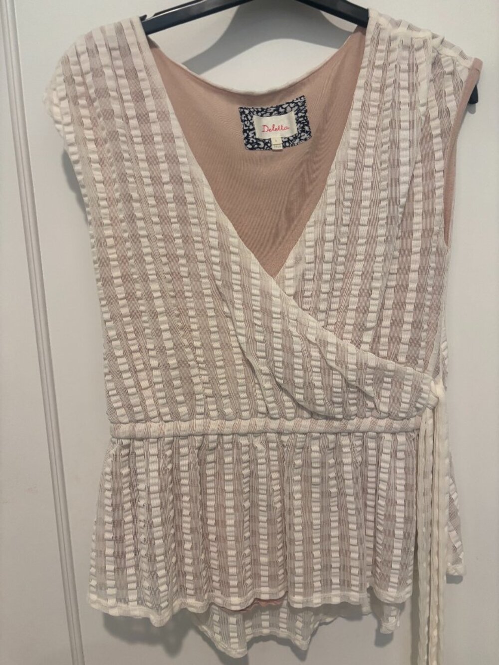 Anthropolgie Faux wrap blouse, gingham White small